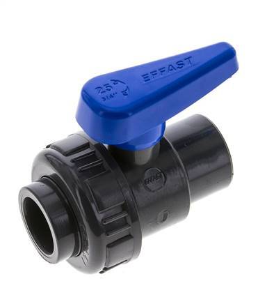Válvula de bola de PVC de 2 vías Unión Simple 25 mm Socket EPDM
