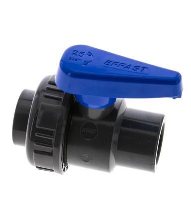 Válvula de bola de PVC de 2 vías Unión Simple 25 mm Socket EPDM