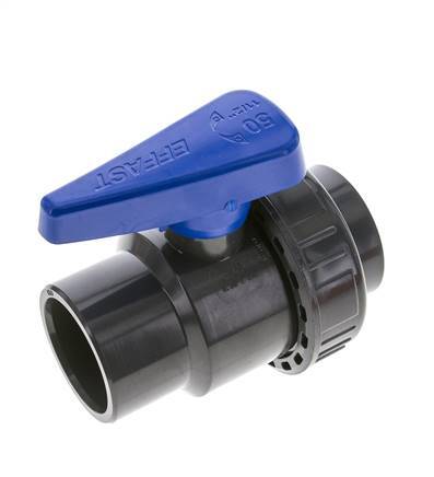 Válvula de bola de PVC de 2 vías Unión simple 50 mm Socket EPDM
