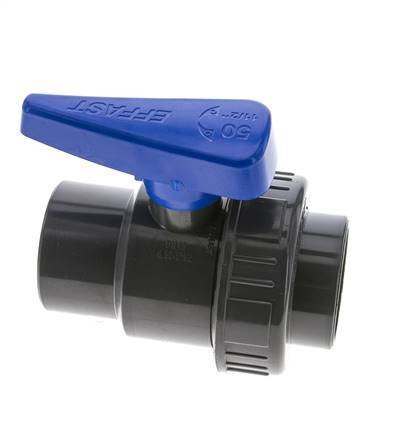 Válvula de bola de PVC de 2 vías Unión simple 50 mm Socket EPDM