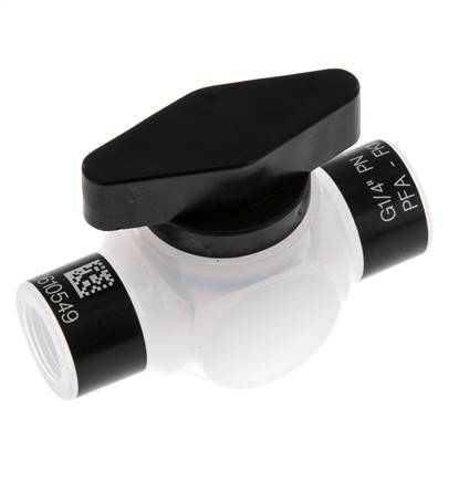 Válvula de bola de 2 vías PFA G 1/4'' FKM Vacío