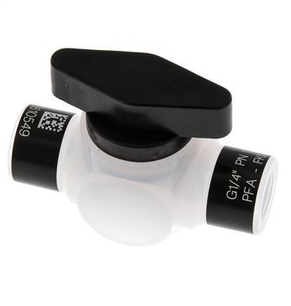 Válvula de bola de 2 vías PFA G 1/4'' FKM Vacío