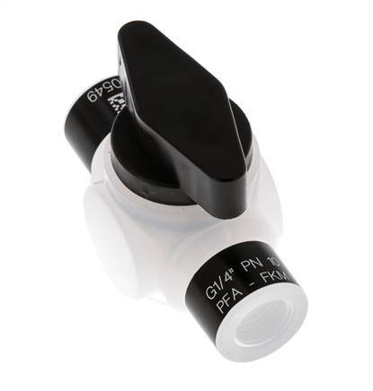 Válvula de bola de 2 vías PFA G 1/4'' FKM Vacío