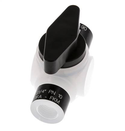 Válvula de bola de 2 vías PFA G 1/4'' FKM Vacío