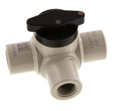 Válvula de bola de 3 vías de PP G 1/2'' FKM Vacío