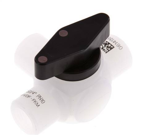 Válvula de bola de 3 vías de PVDF G 1/4'' FKM Vacío