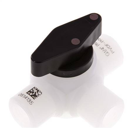 Válvula de bola de 3 vías de PVDF G 1/4'' FKM Vacío