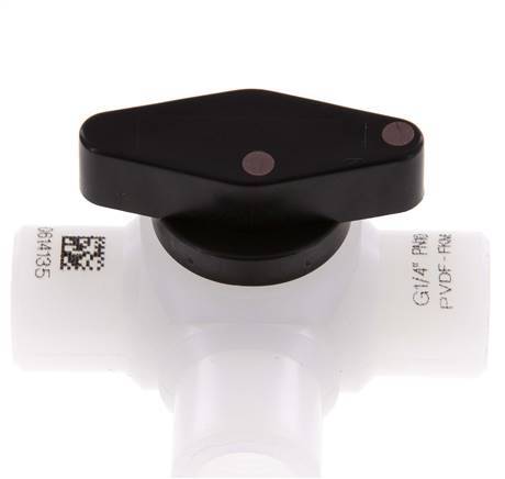 Válvula de bola de 3 vías de PVDF G 1/4'' FKM Vacío