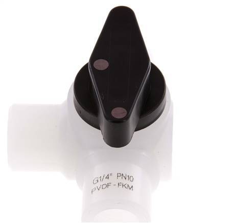 Válvula de bola de 3 vías de PVDF G 1/4'' FKM Vacío