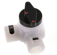 Válvula de bola PFA de 3 vías G 1/2'' FKM Vacío