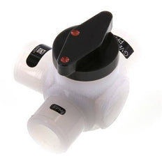 Válvula de bola PFA de 3 vías G 1/2'' FKM Vacío