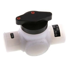 Válvula de bola PFA de 3 vías G 1/2'' FKM Vacío