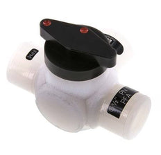 Válvula de bola PFA de 3 vías G 1/2'' FKM Vacío