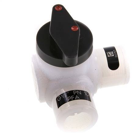 Válvula de bola PFA de 3 vías G 1/2'' FKM Vacío
