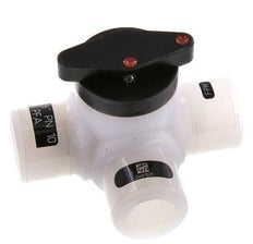 Válvula de bola PFA de 3 vías G 1/2'' FKM Vacío