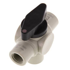 Válvula de bola de 3 vías de PP G 1/4'' FKM Vacío