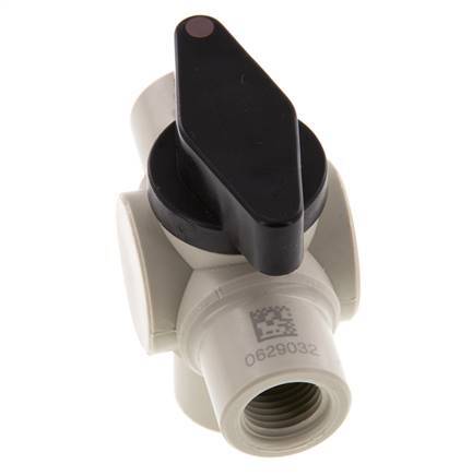 Válvula de bola de 3 vías de PP G 1/4'' FKM Vacío