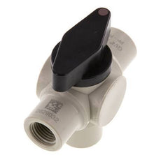 Válvula de bola de 3 vías de PP G 1/4'' FKM Vacío