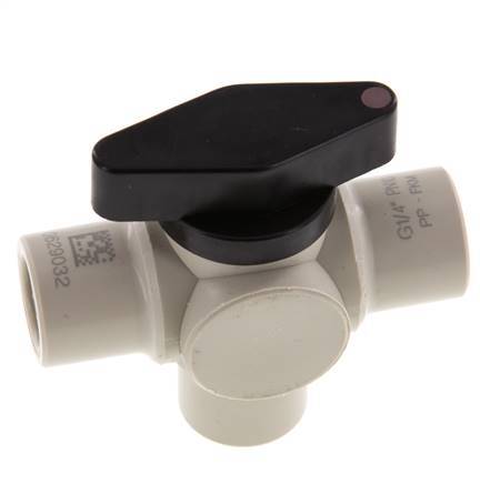 Válvula de bola de 3 vías de PP G 1/4'' FKM Vacío