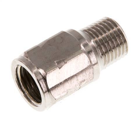 R/Rp 1/4'' M/F Mini Válvula Antirretorno Niquelado Latón 10 Bar (145 Psi) FKM Con Resorte