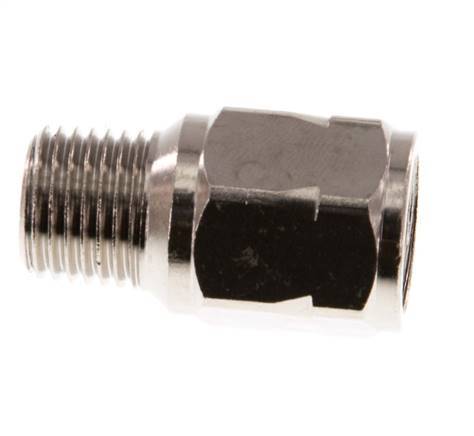 R/Rp 1/4'' M/F Mini Válvula Antirretorno Niquelado Latón 10 Bar (145 Psi) FKM Con Resorte