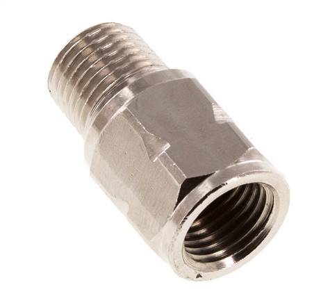 R/Rp 1/4'' M/F Mini Válvula Antirretorno Niquelada Latón 10 Bar (145 Psi) FKM Sin Resorte