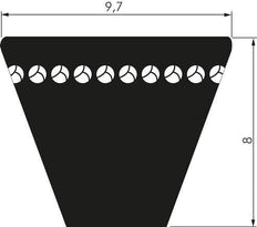 Correa Trapezoidal Dentada Métrica XPZ 9.7x8 Li-1449mm Ld-1487mm DIN 7753