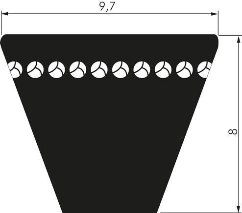 Correa Trapezoidal Métrica Dentada XPZ 9.7x8 Li-1324mm Ld-1362mm DIN 7753